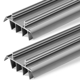 Pushglossy 2 Pcs Replacement Door Bottom with Vinyl Fins 36" Long 1 3/4" Wide Threshold Seal Bottom of Door Weatherstrip Kerf Weather Stripping for 7/8" Between Barbs (Grey)