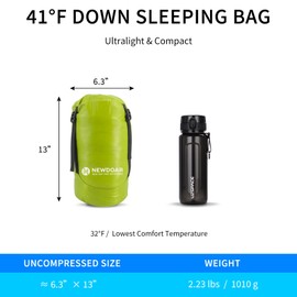 NewDoar Ultra-Light Camping Sleeping Bag 800FP White Duck Down Ultra-compact Sleeping Bag 210 * 86cm Spring Summer Outdoor Autumn Mummy Sleeping Bag for Hiking Tent(Duck Down Green)