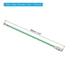 PATIKIL 3.5 Inch Length Wire Keychain Cable, 15 Pack Stainless Steel Key Ring Loop, Green