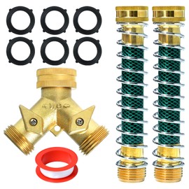 Garden Hose Splitter 2 Way, Water Hose Splitter,Garden Hose Connector With 2 Pcs Hose Extension Adapters And 6 Pcs Rubber Washers