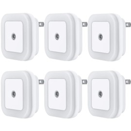 Uigos LED Night Light Lamp with Smart Sensor Dusk to Dawn Sensor, Daylight White, 0.5W Plug-in, 6-Pack