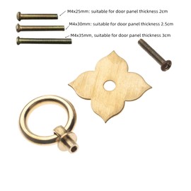 dophee 1pc 1.89"x1.69" Vintage Brass Farmhouse Style Hardware Drawer Pull Cabinet Handle Door Ring with Screws, Brass