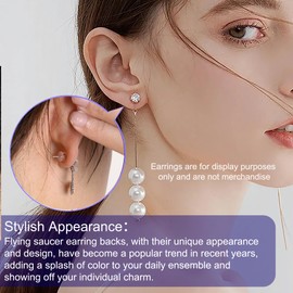 HANGINTHERE 12pcs 14K Gold Clear Rubber Earring Backs for Studs, Hoops, Dangles, Double Lock, 0.24 in x 0.2 in, Hypoallergenic Earring Backs