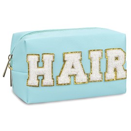 Gosuoa Preppy Makeup Bag,Skincare Bag,PU Leather Portable Waterproof Preppy Stuff for Travel Toiletry Bag,Makeup Bag for Girls Women