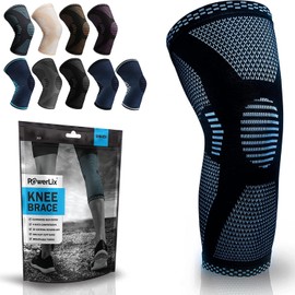 POWERLIX Knee Support for Women/Men, Knee Brace Compression Sleeve Support for Arthritis, Joint Pain, Ligament Injury, Meniscus Tear, ACL, MCL, Tendonitis, Squats, Sports, Light Blue, Large