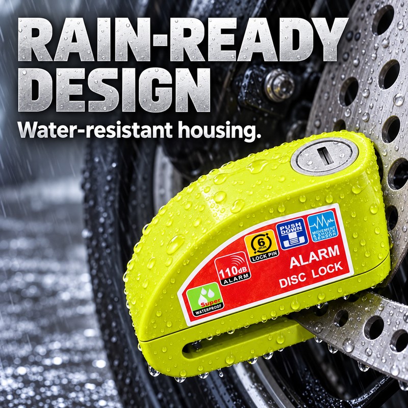 Motorcycle Disc Brake Alarm Lock for Theft Deterrence – 110dB