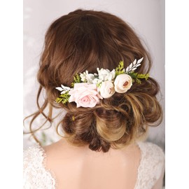 Kercisbeauty - Peineta para novia con diseño floral, color blanco