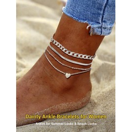 PROSTEEL Summer Anklets for Women Waterproof Plus Size Ankle Bracelet Cuban Link Anklets Women Ankle Bracelets
