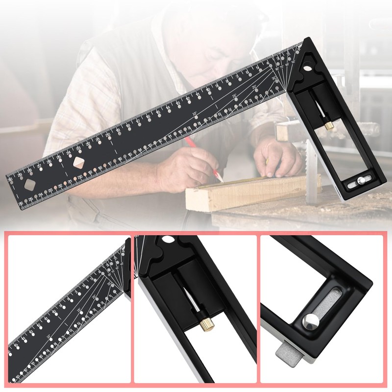 Cuidosful Precision Multi-Angle Measuring Ruler,10°-90° Combination Framing Square with Marking