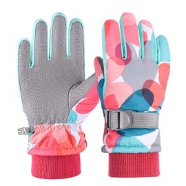 Vivi Idee Children's Ski Gloves, Winter Gloves, Winter Sports, Snowboarding, Skiing, Waterproof, Windproof, Unisex, for Boys and Girls, 6-13 Years (L 9-13 Years Old, Pink)
