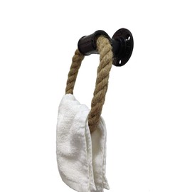 Nautical Towel Ring,Industrial Pipe Rope Towel Ring Wall Mounted Rustic Hand Towel Holder Bathroom Decor