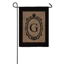 pingpi G Monogram Double-Sided Burlap Garden Flag - 12.5" W x 18" H