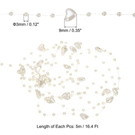 PATIKIL Heart Pearl String Beads Garland, 16.4 Ft Artificial Pearl Strands Spool for Christmas Tree Party DIY Craft Home Wedding Decorative, Beige