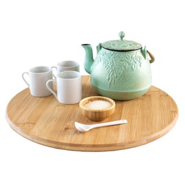 TB Home Lazy Susan Organizer for Cabinet, Pantry or Tabletop – 14" Bamboo Turntable for Kitchen, Counter or Spice Rack Storage