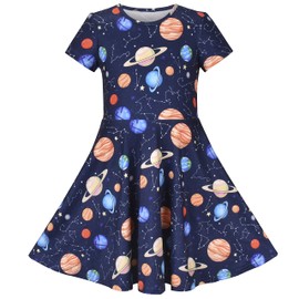 Girls Dress Astronomy Saturn Venus Solar System Short Sleeve Size 6