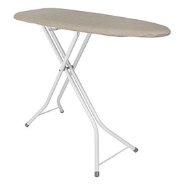 40" Foldable Ironing Board – Compact, Space-Saving Stand w/Adjustable Height – Sturdy Ironing Table w/Collapsible Y-Legs & Cover for Clothes - (Khaki Cover/White Legs)