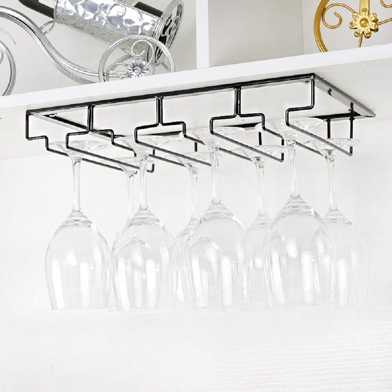 FOMANSH Wine Glass Rack Under Cabinet - Stemware Holder Metal