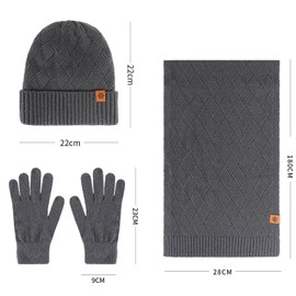 MAZELIKEHOOD Hat Scarf Gloves Set for Men 3Pcs Warm Knitted Beanie Hat Gloves Winter Scarf Neck Warmer 3 in 1 Cold Weather Set