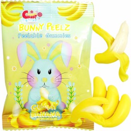 Sarah's Candy Factory Bunny Peelable Banana Gummy, Peeling Banana Candy, 1 Oz Bag (8 Pack) Single-Serve Snack Packs, Peelable Fun in Every 1 oz Bag