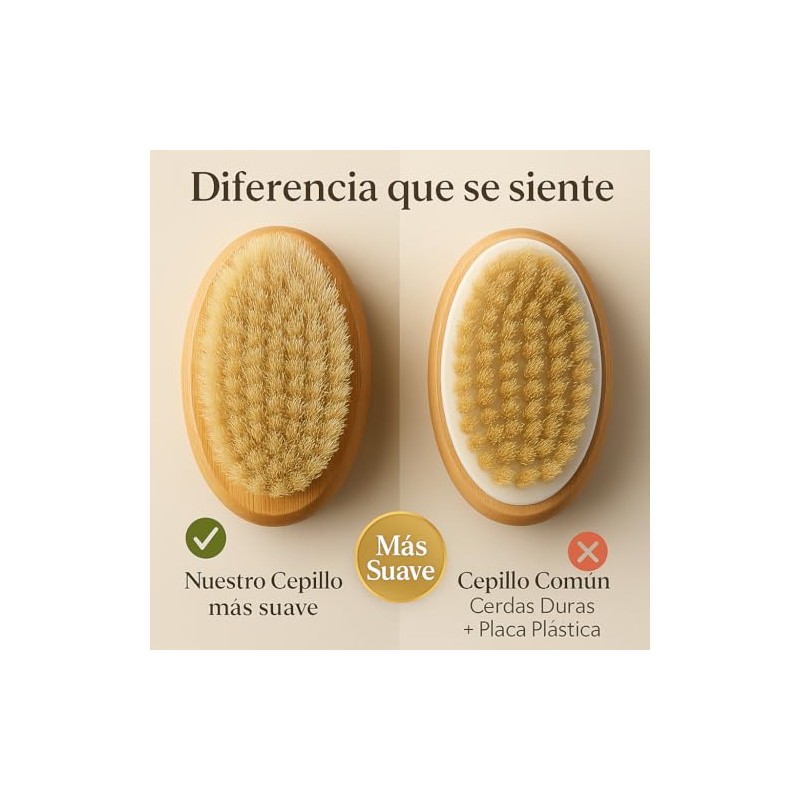 Cepillo Corporal exfoliante 100% Natural Suave, Libre de Plástico, Mango
