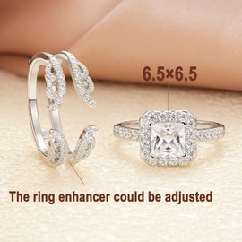 Blongme 3 CT Wedding Sets Ring Enhancer for Engagement Rings Princess Cut Bridal Ring Set for Her 925 Sterling Silver AAAAA Cz Anniversary Ring Size 9
