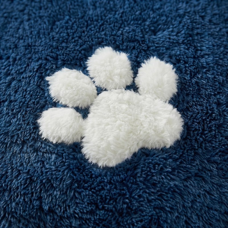 Spring Summer Pet Dog Paws Dark Blue Throw Pillow Covers
