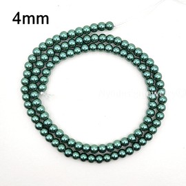 Ny6design Teal Green Glass Pearl Round Smooth Bead in 3mm 4mm 6mm 8mm 10mm 12mm 15" Strand Jewelry Making Supply Kit Bracelet Necklace DIY Jewelry Tool No.22 (4mm)