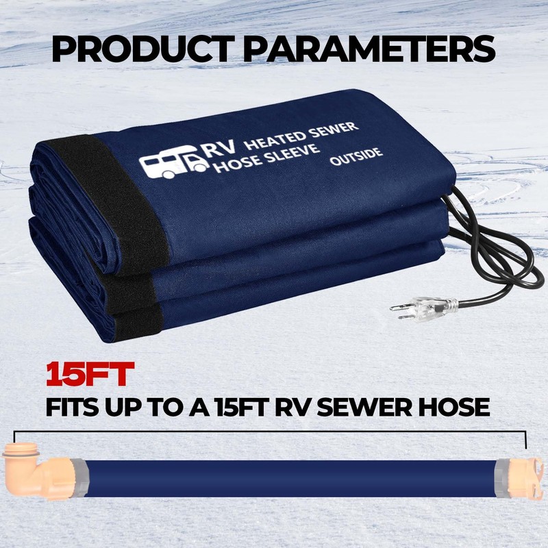 Heated Rv Sewer Hose,15FT 20FT Electrical Heated Sleeve of Rv