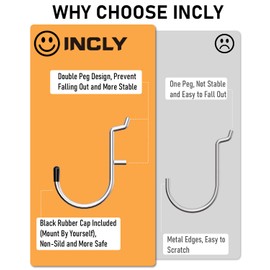 INCLY Pegboard Hooks Set for Hanging Tools, 206PCS Heavy Duty Peg Hook Hanger & Holder Fit 1/4 1/8 Inch Pegboard for Craft Assortment Garage Organizer Bins Attachment Peg Board Accessories