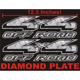 Ford 4x4 OFFROAD Truck Decal Set DIAMOND PLATE CHROME for Ford F150 & Super Duty