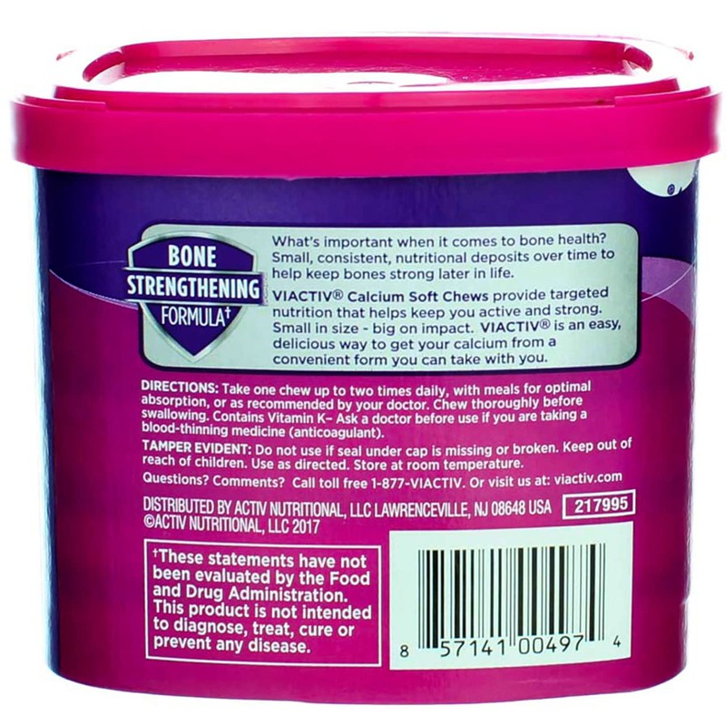 VIACTIV Calcium Plus D, Soft Chews, Milk Chocolate 60 ea