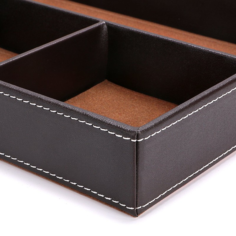 BTSKY 4 slots Desk Drawer Organizer, PU Leather Drawer Storage