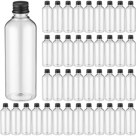 Yiyiring 50 Pack 3.4 oz Travel Bottles Plastic Empty Bottles Leak Proof with Aluminium Screw Cap Portable Dispensing Squeeze Refillable Containers for Travel Liquid Essential Oil (Black)
