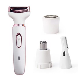 ANFOOS Electric Razor for Women,Hair Trimmer for Face Nose Eyebrow Beard Mustache Arm Leg Armpit Bikini,Painless Rechargeable Portable 4 in 1 Womens Body Shavers Set