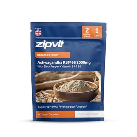 Zipvit Zipvit Ashwagandha KSM 66 2000 mg with Vitamin B6, B5 & Black Pepper, High Strength Ashwagandha Root Extract, 60 Vegan Capsules, 2 Months Supply