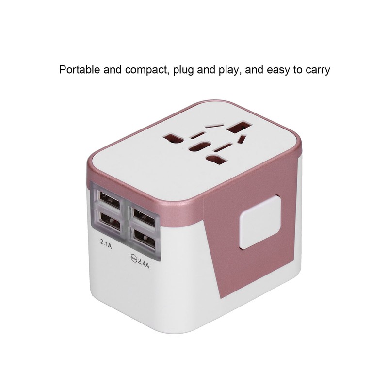 International Power Adapter Travel Plug with 4 USB Ports for