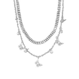 KONFEN Women's Layered Rhinestone Necklaces, Sparkling Rhinestone Pendant Choker Necklace, Vintage Butterfly/Rivet Pendant, Boho Jewellery Gifts for Lovers (3 Styles, Gold/Silver)