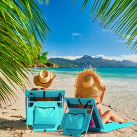 DESIGNSCAPE3D Foldable Beach Lounger Chair with Cooler Pocket – Lightweight Portable Outdoor Lounge Bed for Beach, Pool, Camping & Backyard – Breathable Mesh & Oxford Fabric (Mint Green)