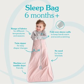 Love To Dream Sleep Bag Warm, 2.5 TOG for Cold Temperatures (16-20°C), Long Sleeve Wearable Blanket & Quilt, Machine Washable Cotton (Rose Lamb's Best Friend, 6-18 months)