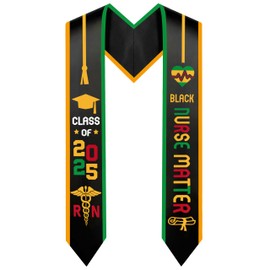 KEWUFD Black Nurse Matter Stole 2025 Nursing School Survivor Graduation Decor Graduation Stole Class Of 2025 Sash