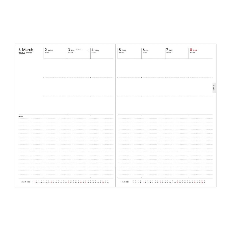 EDiT 26WDR-ETH03-PK 2026 Planner, December 2025, Weekly Notebook, Semi A5,
