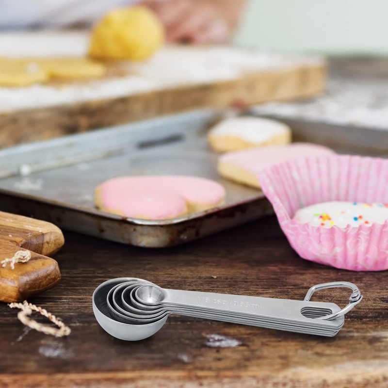 6 Piece Stainless Steel Measuring Spoons, Stackable Measuring Spoons Set,
