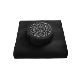 Zafu & Zabuton Meditation Cushion Set - Buckwheat Hull & Memory Foam Pillows, Ergonomic Support for Yoga, Mindfulness - Organic Velvet Cover, Large Size, Durable Comfort (Black)