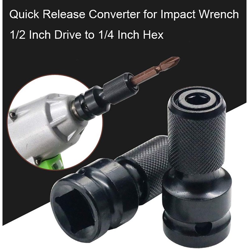 2PCS 1/2 inch Square Drive to 1/4 inch Hex Female