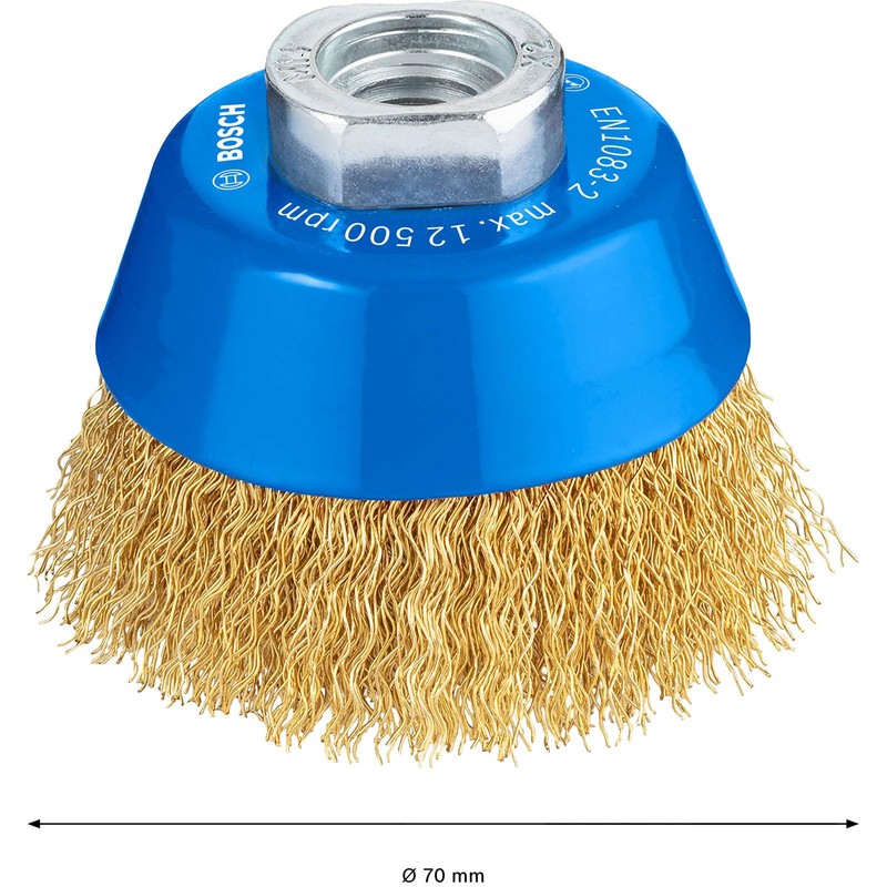 Bosch 1608614020 Crimped Steel Wire Brush M14 x 70mm, Silver