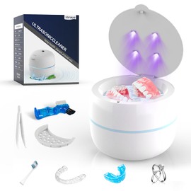 Voraiya Ultrasonic Retainer Cleaner for Dentures, Retainer Cleaner Machine, Dental Cleaning Pod for Denture Retainer,Mouth Guard Cleaner,Toothbrush Heads, Jewelry, Braces,Rings, 2 Cleaning Modes