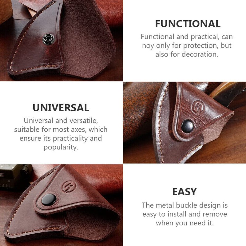 TEAMWILL 1pc Durable Leather Axe Holster Hatchet Head Cover Axe