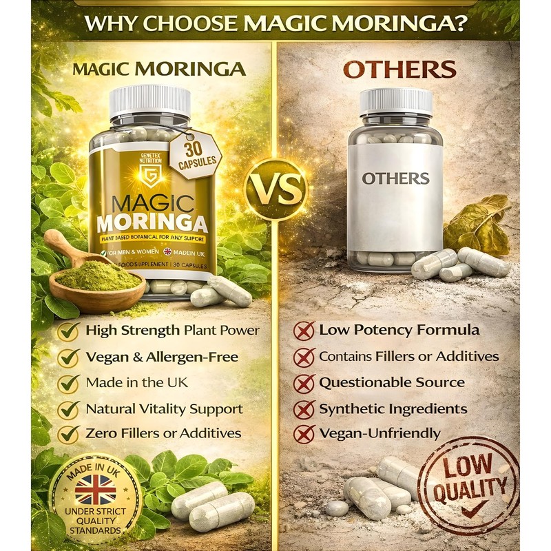 Magic Moringa Capsules High Strength Plant-Based Superfood Supplement for Daily