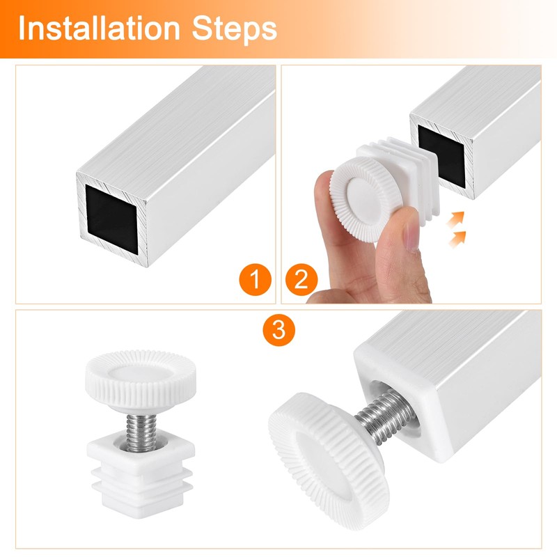 QUARKZMAN Furniture Leveling Feet, 8 Sets 20x20mm - Square Adjustable
