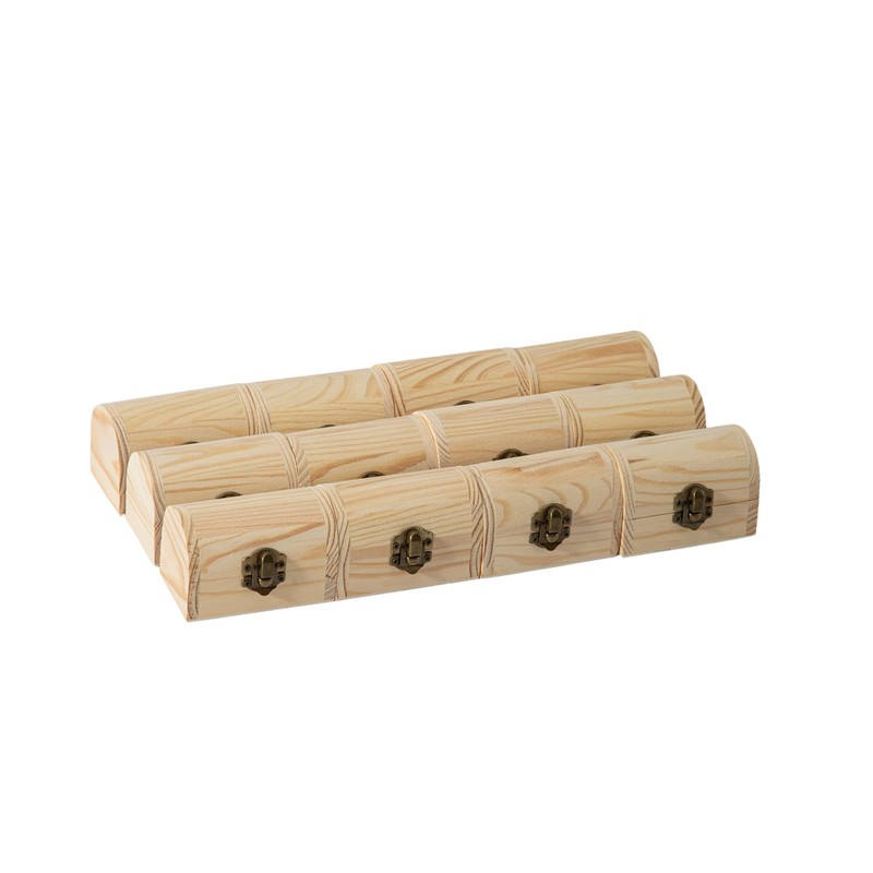 24 Piece Small Wooden Box Unfinished Wooden Treasure Box with